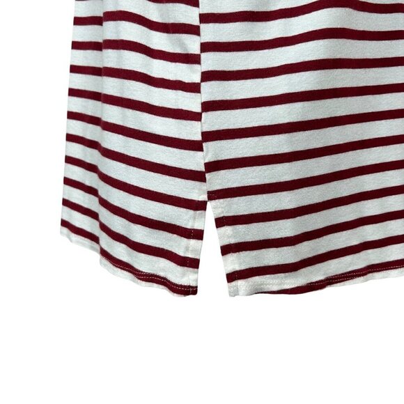 Green Envelope Red White Stripe Short Sleeve V-Neck Top Size 1X - Picture 7 of 8